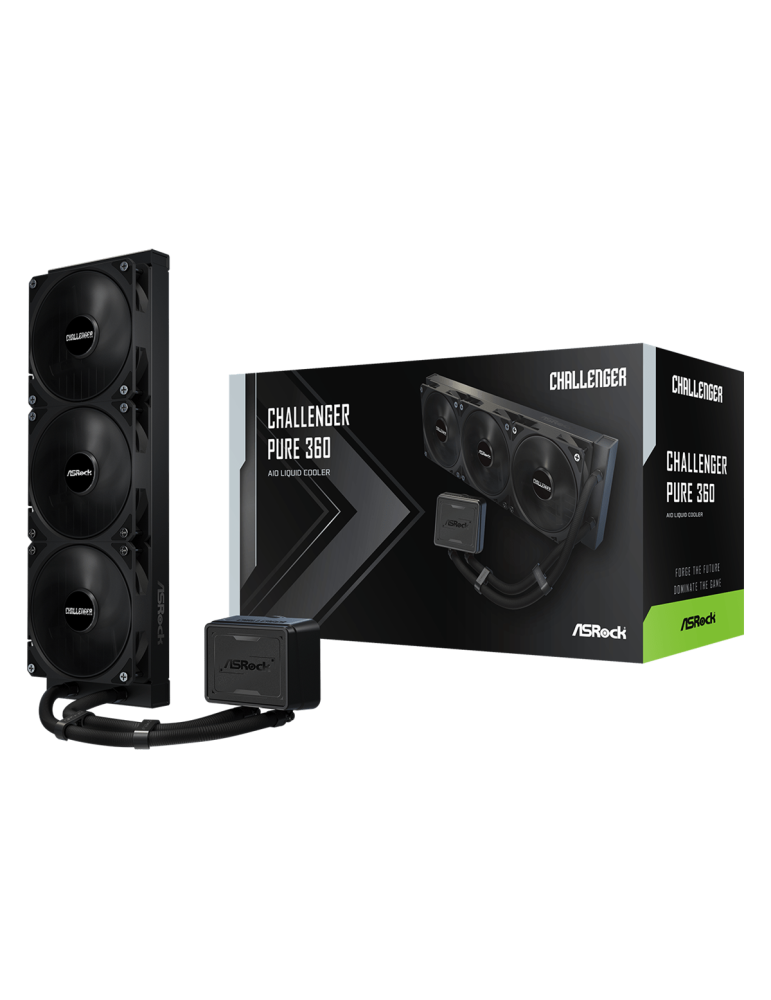 Водно охлаждане за процесор ASROCK Challenger Pure 360, 360mm AIO, AM4/AM5/LGA1700/LGA1851, 120x120x25mm вентилатор, 27dBA - 471