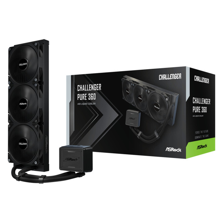Водно охлаждане за процесор ASROCK Challenger Pure 360, 360mm AIO, AM4/AM5/LGA1700/LGA1851, 120x120x25mm вентилатор, 27dBA - 471