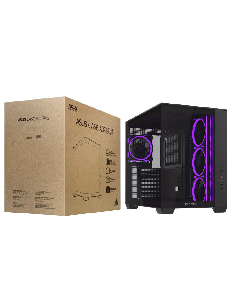 Кутия за компютър ASUS A32 PLUS, Mid Tower, Tempered Glass, 4x ARGB вентилатора, ATX/Micro ATX/Mini ITX - 90DC00S0-B19000 - 16