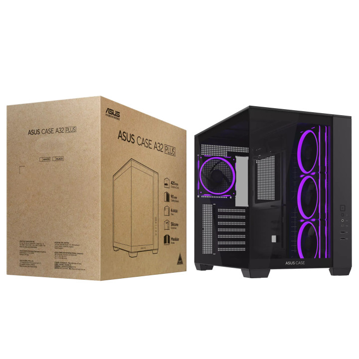 Кутия за компютър ASUS A32 PLUS, Mid Tower, Tempered Glass, 4x ARGB вентилатора, ATX/Micro ATX/Mini ITX - 90DC00S0-B19000 - 16