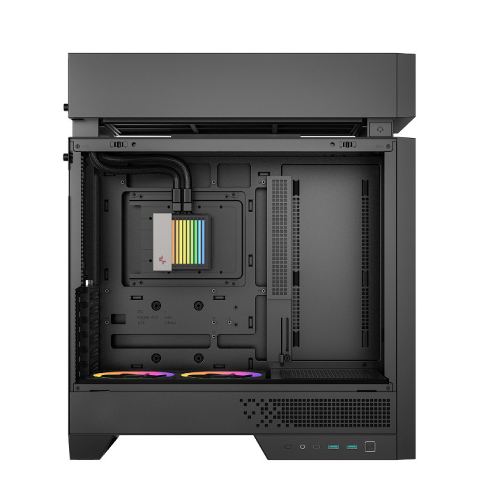 Кутия за компютър DeepCool CL6600, ATX Mid Tower, Modular Split-Chamber, 360mm AIO, 2x120mm ARGB, Tempered Glass - R-CL6600-BKNN