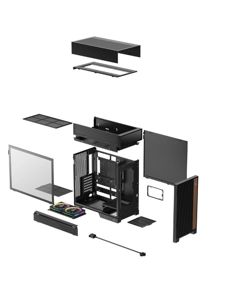 Кутия за компютър DeepCool CL660, ATX Middle Tower, Split-Chamber, 2x120mm ARGB, Tempered Glass - R-CL660-BKNNA0-G-1 - 11