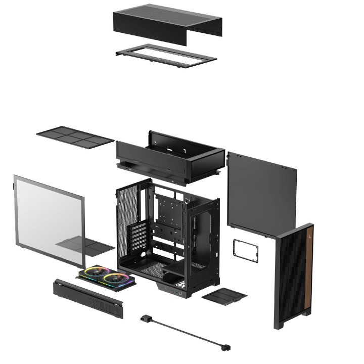 Кутия за компютър DeepCool CL660, ATX Middle Tower, Split-Chamber, 2x120mm ARGB, Tempered Glass - R-CL660-BKNNA0-G-1 - 11