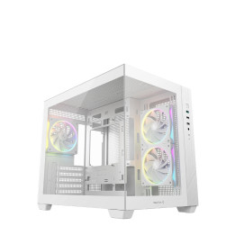 Кутия за компютър DeepCool CG330 3F WH, Mini Tower mATX, Tempered Glass, 3x120mm ARGB Вентилатори, Водно охлаждане до 360mm - R-
