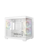 Кутия за компютър DeepCool CG330 3F WH, Mini Tower mATX, Tempered Glass, 3x120mm ARGB Вентилатори, Водно охлаждане до 360mm - R-