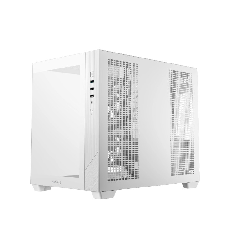 Кутия за компютър DeepCool CG330 3F WH, Mini Tower mATX, Tempered Glass, 3x120mm ARGB Вентилатори, Водно охлаждане до 360mm - R-