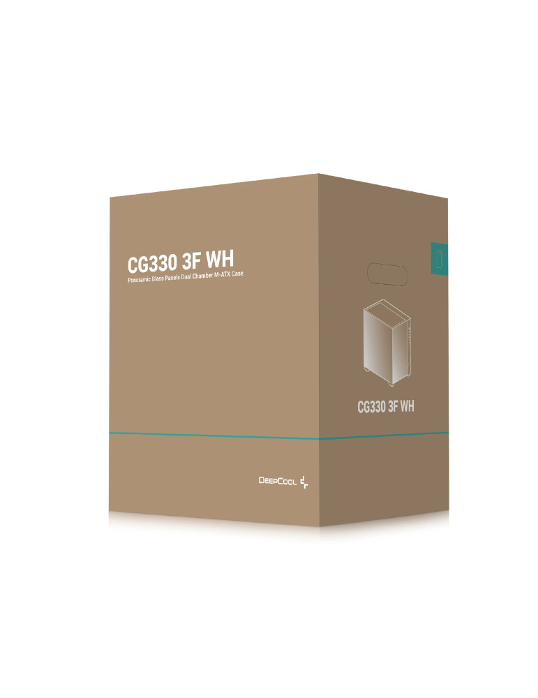 Кутия за компютър DeepCool CG330 3F WH, Mini Tower mATX, Tempered Glass, 3x120mm ARGB Вентилатори, Водно охлаждане до 360mm - R-