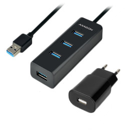 USB хъб AXAGON HUE-S2BP, 4x USB 3.0, MicroUSB захранване, 1.2m кабел - 8595247903679 - 1