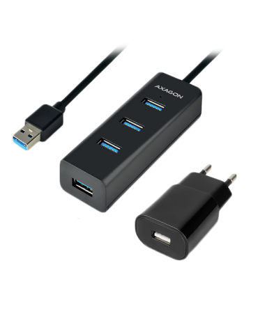 USB хъб AXAGON HUE-S2BP, 4x USB 3.0, MicroUSB захранване, 1.2m кабел - 8595247903679 - 1
