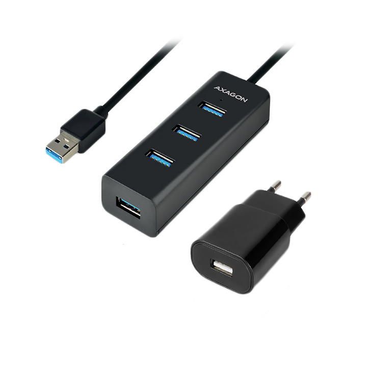 USB хъб AXAGON HUE-S2BP, 4x USB 3.0, MicroUSB захранване, 1.2m кабел - 8595247903679 - 1