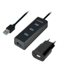 USB хъб AXAGON HUE-S2BP, 4x USB 3.0, MicroUSB захранване, 1.2m кабел - 8595247903679 - 1