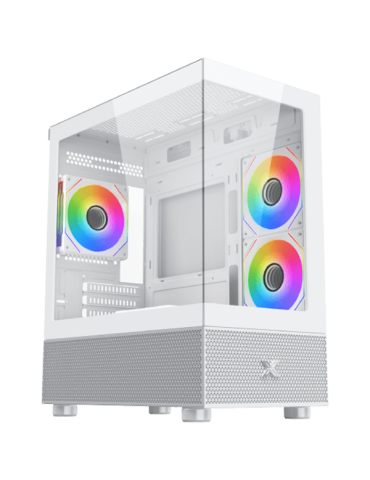 Кутия за компютър XIGMATEK Alphard M Arctic, Mini Tower, Micro ATX, Бял, 212x438x364mm, 4x120mm вентилатора, Закалено стъкло, RG