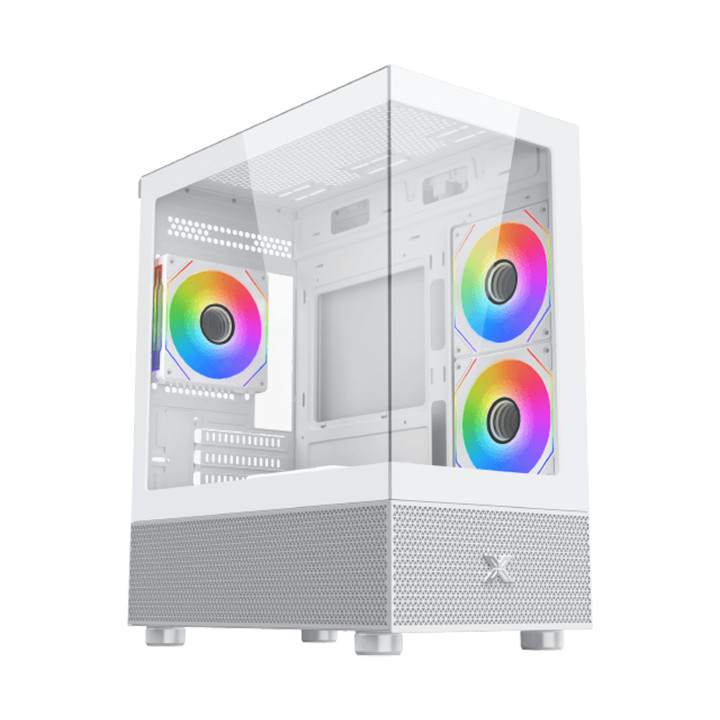 Кутия за компютър XIGMATEK Alphard M Arctic, Mini Tower, Micro ATX, Бял, 212x438x364mm, 4x120mm вентилатора, Закалено стъкло, RG