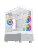 Кутия за компютър XIGMATEK Alphard M Arctic, Mini Tower, Micro ATX, Бял, 212x438x364mm, 4x120mm вентилатора, Закалено стъкло, RG