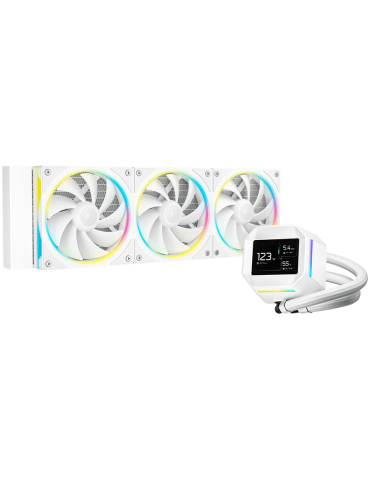 Водно охлаждане за процесор DeepCool LM360 WH, 360mm Liquid Cooling, 2.4" IPS LCD, 3x120mm PWM ARGB, Fluid Dynamic Bearing, Inte