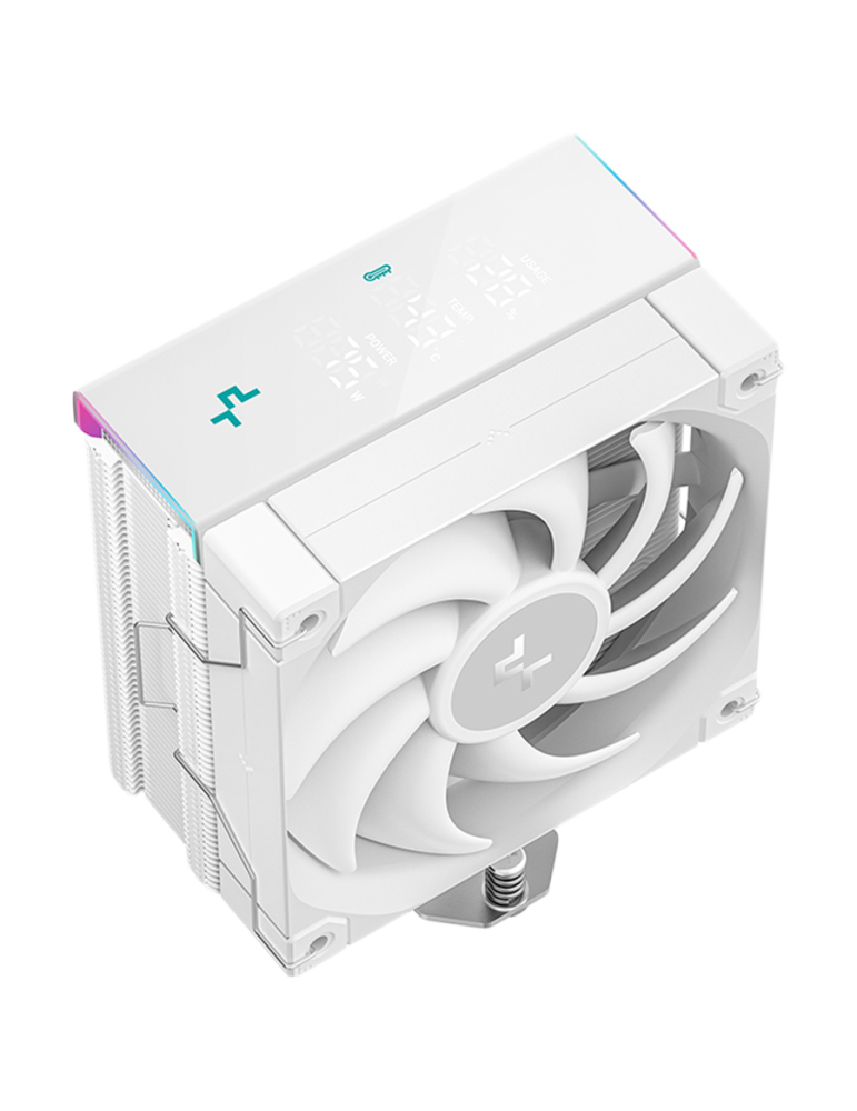 Охладител за процесор DeepCool AK400 DIGITAL PRO WH, 120mm PWM Fan, Digital Display, ARGB, 4 Heatpipes, LGA1851/1700/1200/115x/A