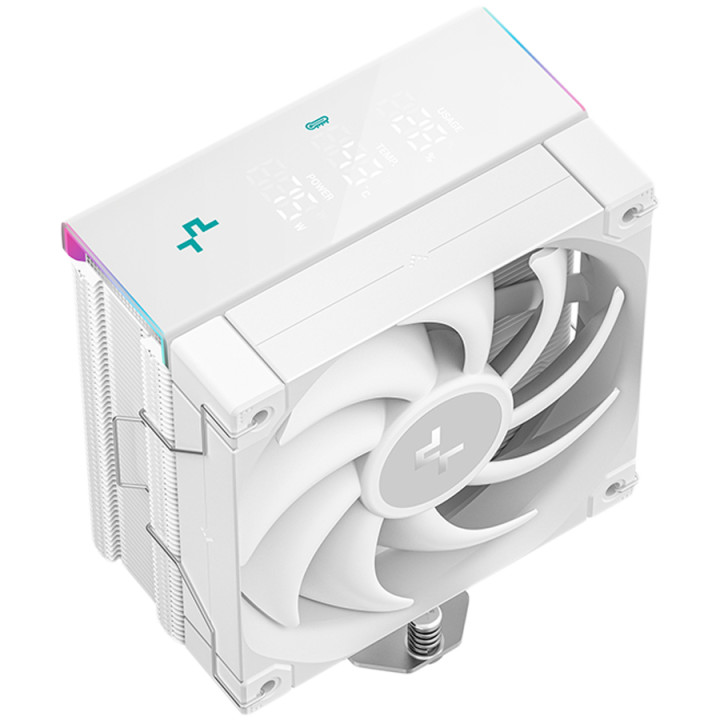 Охладител за процесор DeepCool AK400 DIGITAL PRO WH, 120mm PWM Fan, Digital Display, ARGB, 4 Heatpipes, LGA1851/1700/1200/115x/A