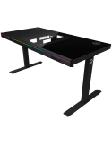 Геймърско бюро LORGAR Elite 90, 116cm, двигателен подходящ височина, вградена PC кутия, безжично зареждане, RGB подсветка, закал