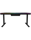 Геймърско бюро LORGAR Elite 90, 116cm, двигателен подходящ височина, вградена PC кутия, безжично зареждане, RGB подсветка, закал