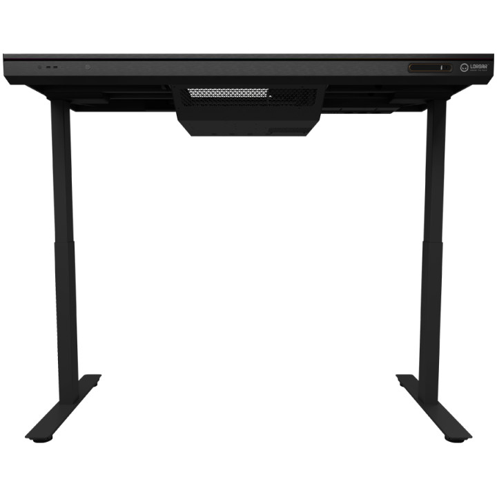 Геймърско бюро LORGAR Elite 90, 116cm, двигателен подходящ височина, вградена PC кутия, безжично зареждане, RGB подсветка, закал