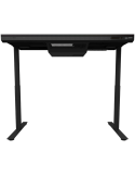 Геймърско бюро LORGAR Elite 90, 116cm, двигателен подходящ височина, вградена PC кутия, безжично зареждане, RGB подсветка, закал