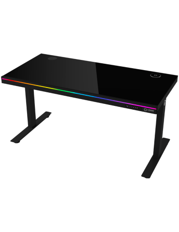 Геймърско бюро LORGAR Pro 80, 116см, двигателен регулируем за височина, RGB подсветка, безжично зареждане, 80кг натоварване - LR