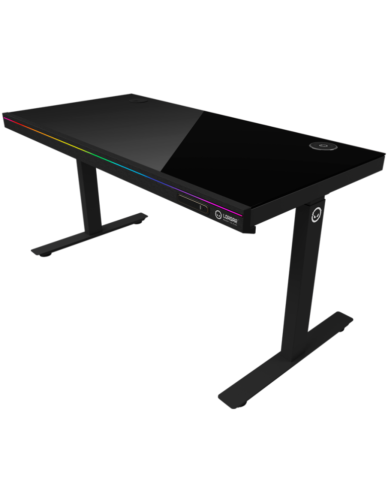 Геймърско бюро LORGAR Pro 80, 116см, двигателен регулируем за височина, RGB подсветка, безжично зареждане, 80кг натоварване - LR