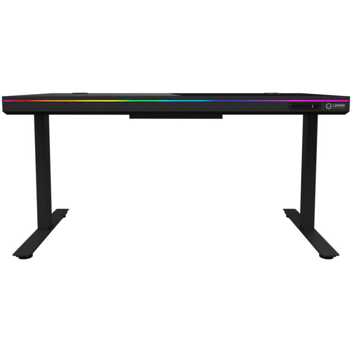 Геймърско бюро LORGAR Pro 80, 116см, двигателен регулируем за височина, RGB подсветка, безжично зареждане, 80кг натоварване - LR