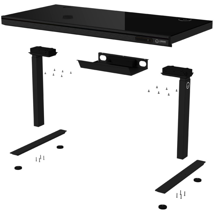 Геймърско бюро LORGAR Pro 80, 116см, двигателен регулируем за височина, RGB подсветка, безжично зареждане, 80кг натоварване - LR