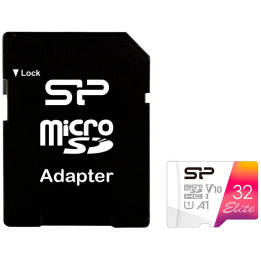 Micro SDHC карта Silicon Power Elite 32GB, Class 10 UHS-I V10 A1, 100MB/s четене, SD адаптер - SP032GBSTHBV1V20SP - 1