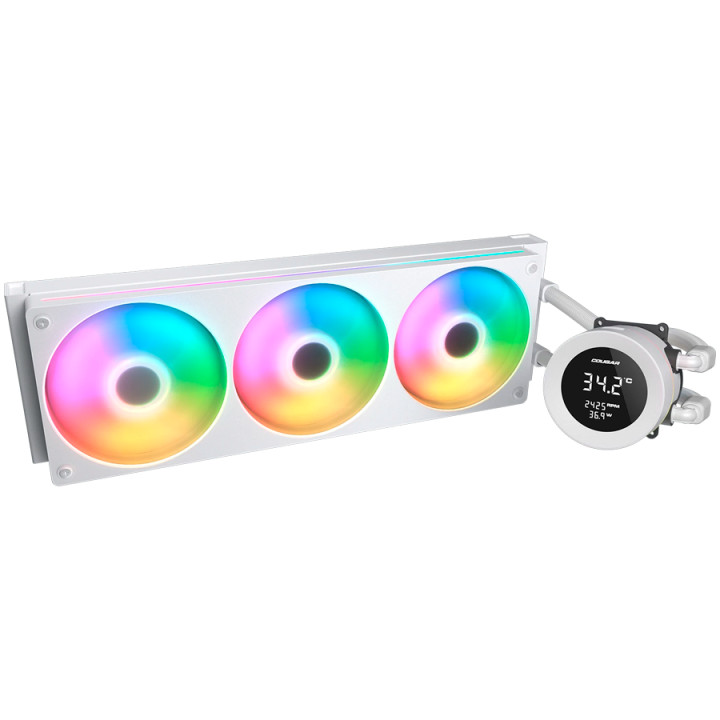 Водно охлаждане за процесор COUGAR Poseidon Vistek ARGB 360, 360mm AiO Liquid Cooling, 3x120mm вентилатора, LCD дисплей, Socket 