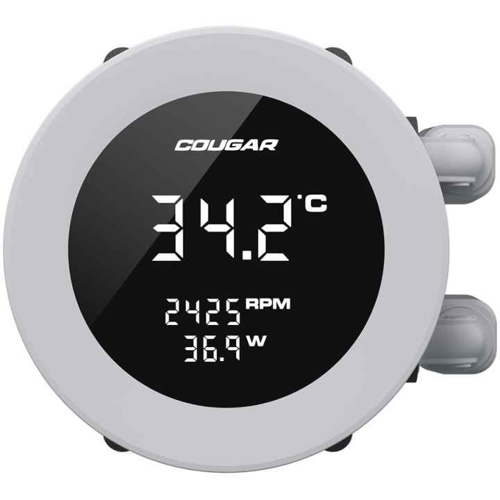 Водно охлаждане за процесор COUGAR Poseidon Vistek ARGB 360, 360mm AiO Liquid Cooling, 3x120mm вентилатора, LCD дисплей, Socket 