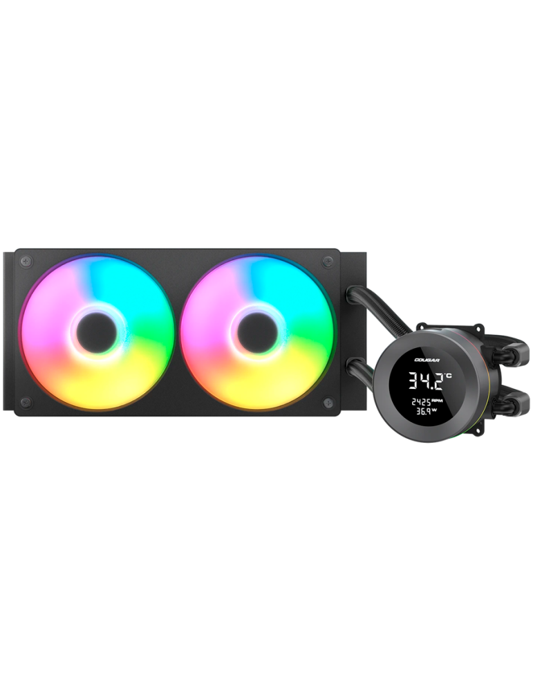 Водно охлаждане за процесор COUGAR Poseidon Vistek ARGB 240 AiO, 240mm Liquid Cooling, 2x120mm вентилатора, LCD дисплей, PWM Con