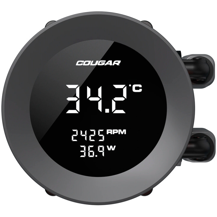 Водно охлаждане за процесор COUGAR Poseidon Vistek ARGB 240 AiO, 240mm Liquid Cooling, 2x120mm вентилатора, LCD дисплей, PWM Con