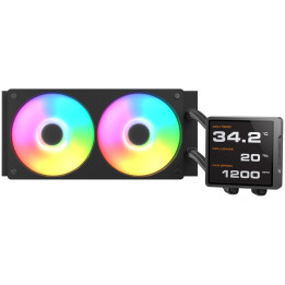 Водно охлаждане за процесор COUGAR Poseidon Vistek Pro ARGB 240, 240mm AiO, LCD дисплей, 2x 125mm вентилатора - CGR-PSDVPRGB-B-2