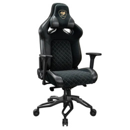 Геймърски стол COUGAR Titan Pro V2 Gold F, алуминиева рамка, PVC кожа + велур, клас 4 газлифт, регулируем гръбнак, памет-пенна в