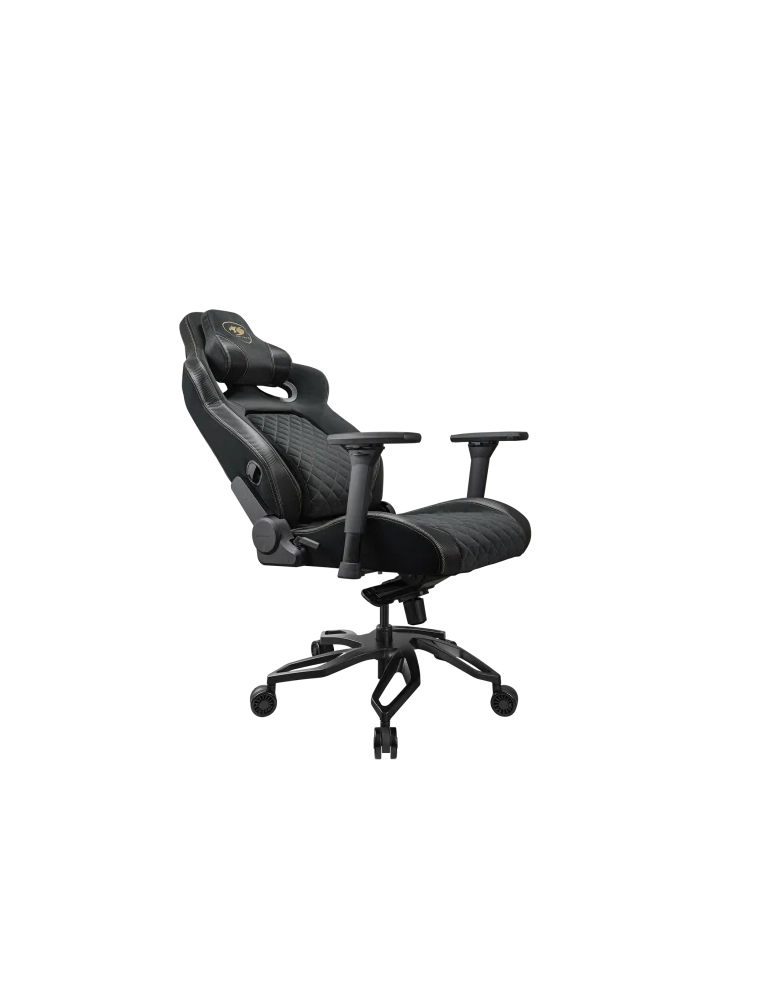 Геймърски стол COUGAR Titan Pro V2 Gold F, алуминиева рамка, PVC кожа + велур, клас 4 газлифт, регулируем гръбнак, памет-пенна в