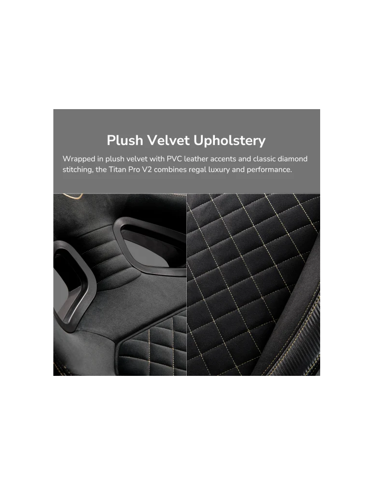 Геймърски стол COUGAR Titan Pro V2 Gold F, алуминиева рамка, PVC кожа + велур, клас 4 газлифт, регулируем гръбнак, памет-пенна в