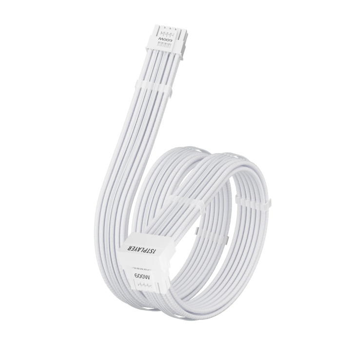 Модулен кабел 1stPlayer Custom Sleeved Modding Cable White - PCIe 5.0 12VHPWR M/M - FM2-B-WH
