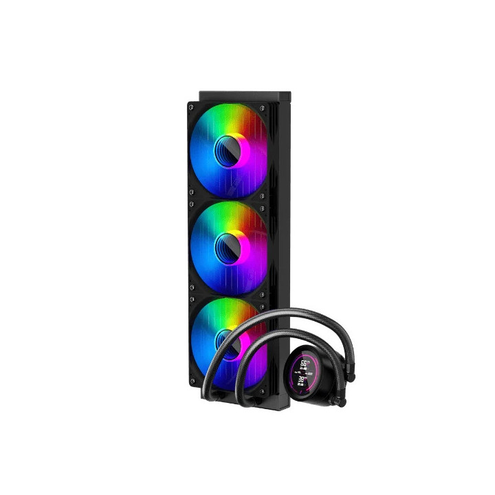 Водно охлаждане за процесор 1stPlayer Thunderstorm TS4 360, 360mm 3x120mm, медна глава, 300W, aRGB Digital Display - TS4-360-BK 