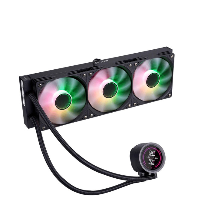 Водно охлаждане за процесор 1stPlayer Thunderstorm TS4 360, 360mm 3x120mm, медна глава, 300W, aRGB Digital Display - TS4-360-BK 