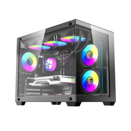 Кутия за компютър Darkflash B275 PRO, mATX Mini Tower, 6x120mm ARGB вентилатори, Tempered Glass - B275-PRO-6F-BK - 1