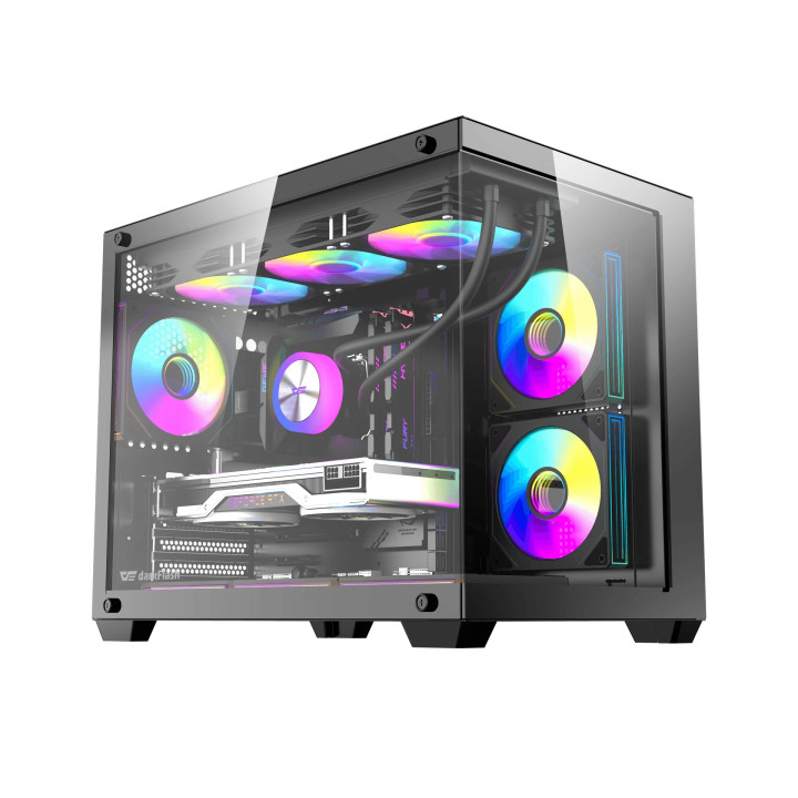 Кутия за компютър Darkflash B275 PRO, mATX Mini Tower, 6x120mm ARGB вентилатори, Tempered Glass - B275-PRO-6F-BK - 1