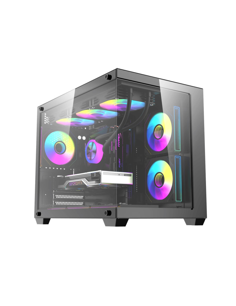 Кутия за компютър Darkflash B275 PRO, mATX Mini Tower, 6x120mm ARGB вентилатори, Tempered Glass - B275-PRO-6F-BK - 2