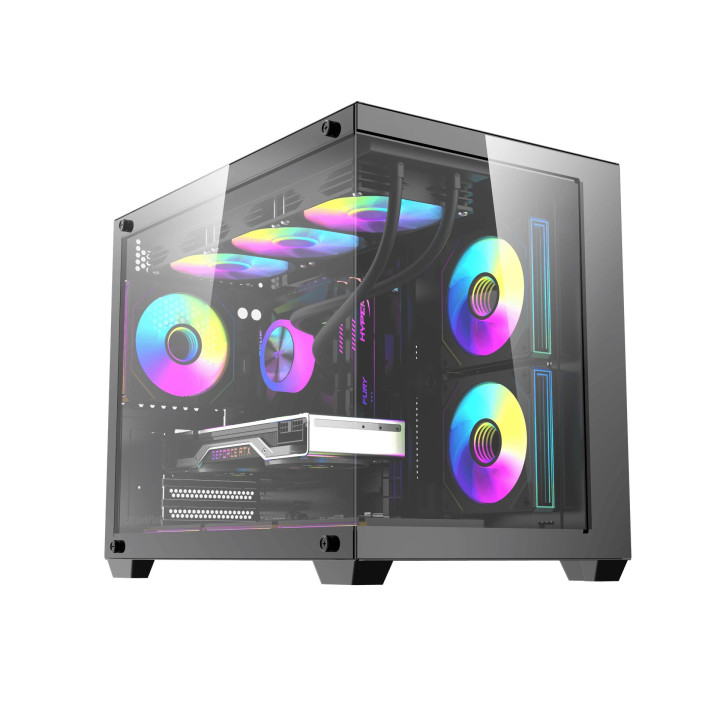Кутия за компютър Darkflash B275 PRO, mATX Mini Tower, 6x120mm ARGB вентилатори, Tempered Glass - B275-PRO-6F-BK - 2