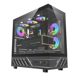 Кутия за компютър Darkflash DS950 Black, ATX Mid Tower, Tempered Glass, 6x 120mm A-RGB, 450x222x465mm - DS950-6F-BK - 1