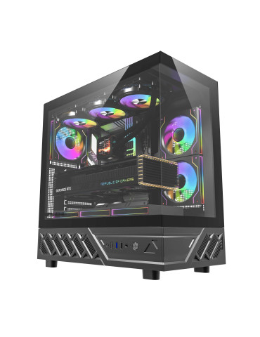 Кутия за компютър Darkflash DS950 Black, ATX Mid Tower, Tempered Glass, 6x 120mm A-RGB, 450x222x465mm - DS950-6F-BK - 1