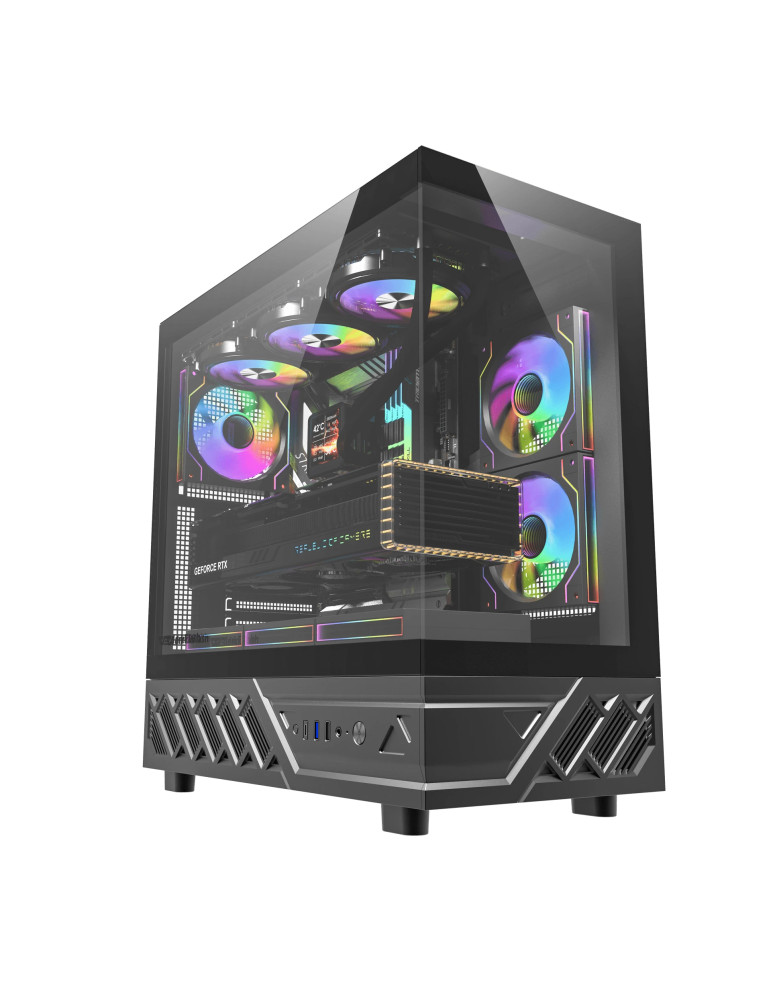 Кутия за компютър Darkflash DS950 Black, ATX Mid Tower, Tempered Glass, 6x 120mm A-RGB, 450x222x465mm - DS950-6F-BK - 2