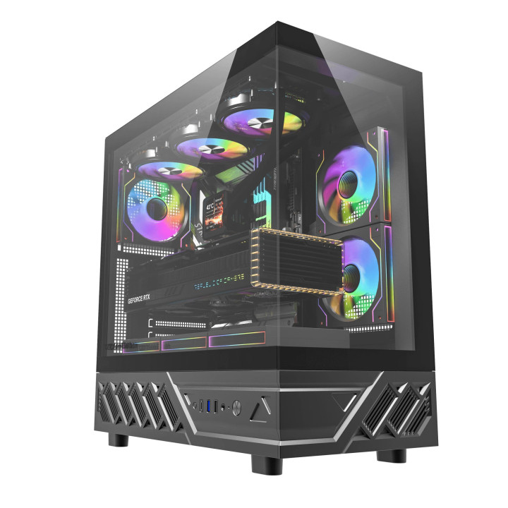 Кутия за компютър Darkflash DS950 Black, ATX Mid Tower, Tempered Glass, 6x 120mm A-RGB, 450x222x465mm - DS950-6F-BK - 2
