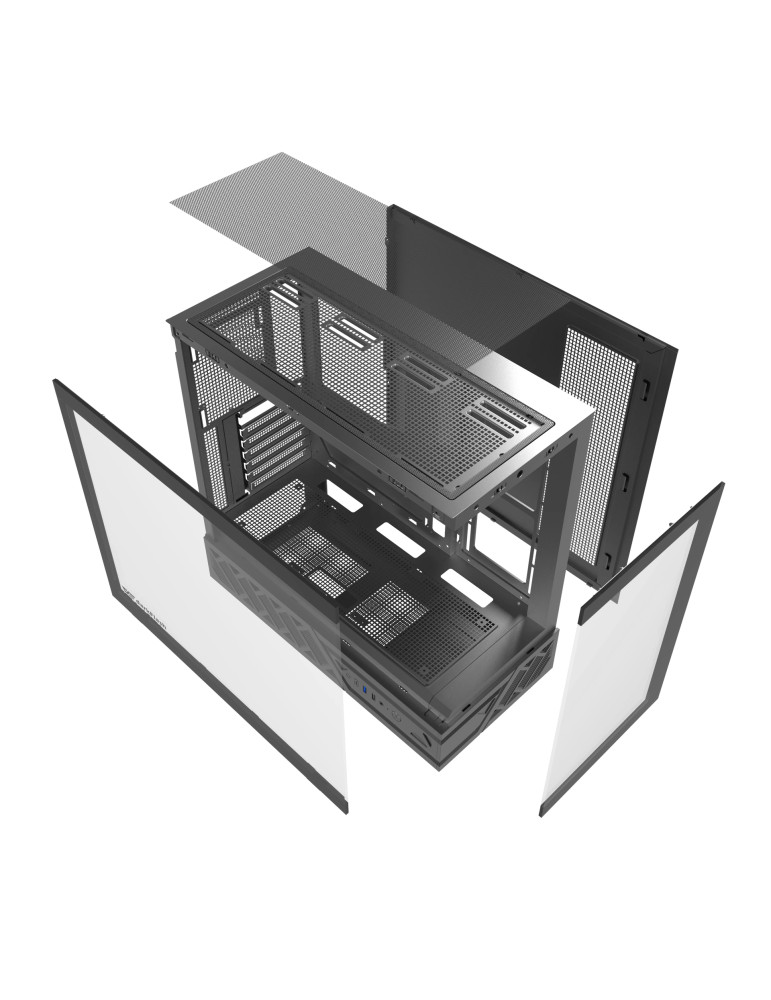 Кутия за компютър Darkflash DS950 Black, ATX Mid Tower, Tempered Glass, 6x 120mm A-RGB, 450x222x465mm - DS950-6F-BK - 24